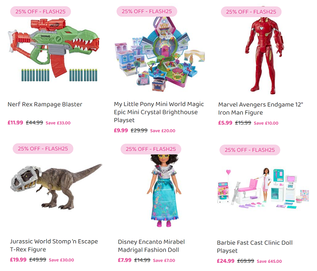 Screenshot of Extra 25% Off Selected Toys with code offer at Bargain Max