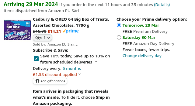 Cadbury & Oreo Big Box Of 64 Treats £14.21 @ Amazon