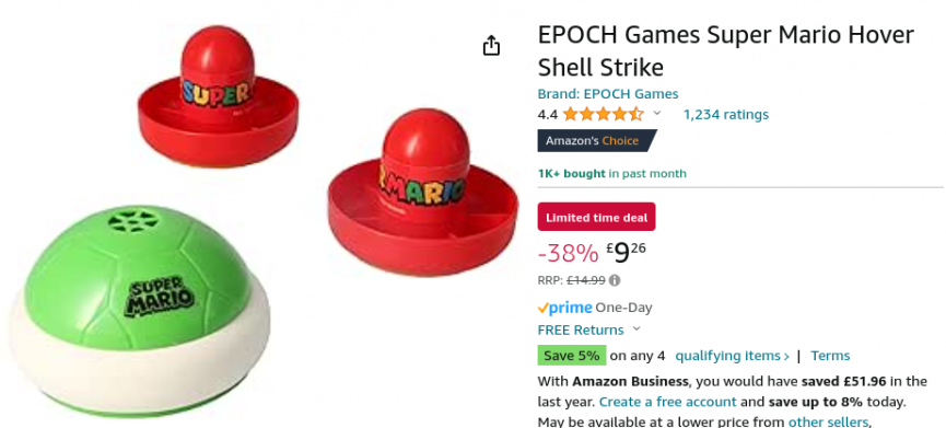 Super Mario Hover Shell Strike Game £9.26 @ Amazon