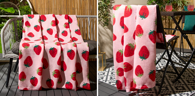 Strawberry Print Fleece Throw from Online Home Shop
