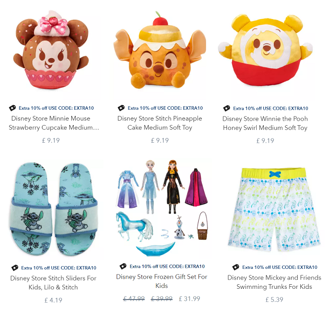Screenshot of Disney Outlet items