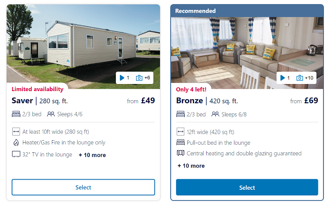 Screenshot showing 4 Night Haven Hideaway Breaks from £49