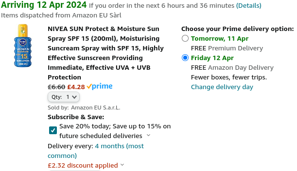 Nivea Sunscreen Bargains from £4.28 @ Amazon
