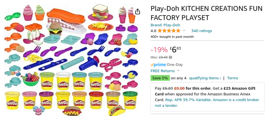 Play-Doh Kitchen Creations Fun Factory Playset £6.83 @ Amazon