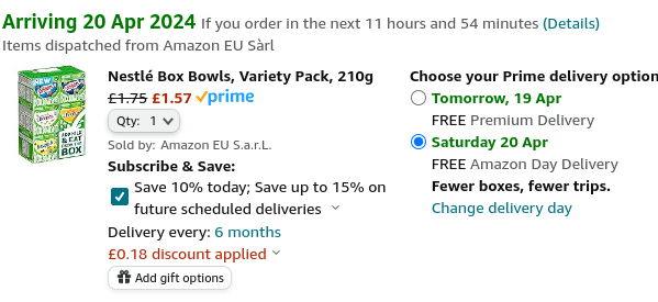 Nestlé Box Bowls Variety Pack 210g £1.57 @ Amazon