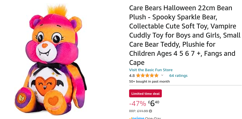 Care Bears Halloween Spooky Sparkle Bear £6.40 @ Amazon