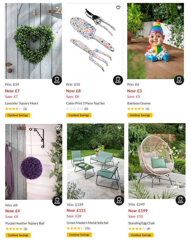 Screenshot of garden sale at Asda George