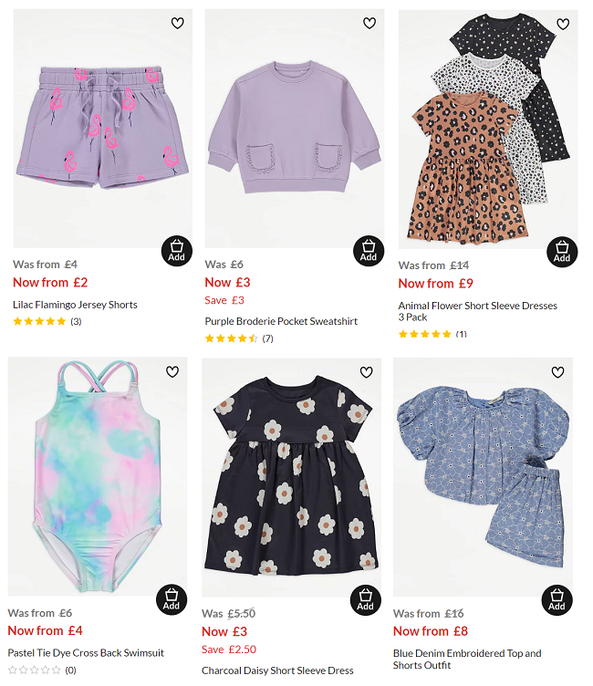 Screenshot of kids sale at Asda George