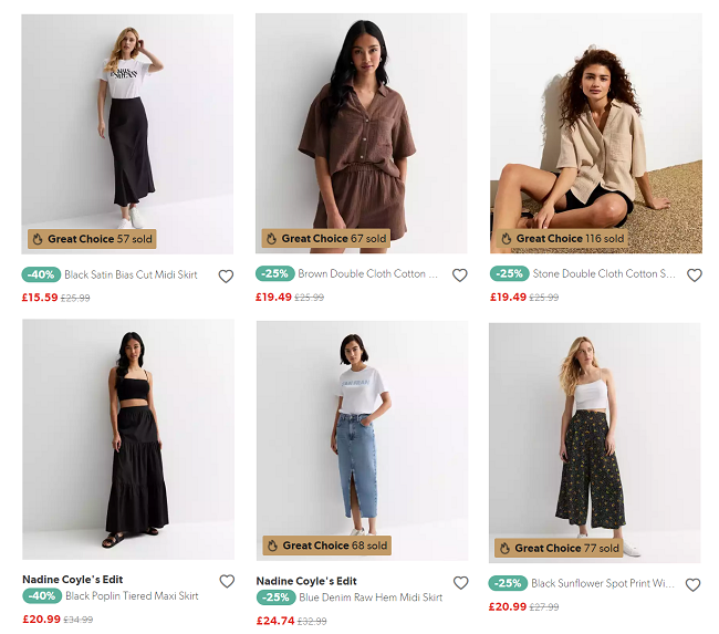 Screenshot showing Up To 40% Off Selected Summer Styles offer at New Look