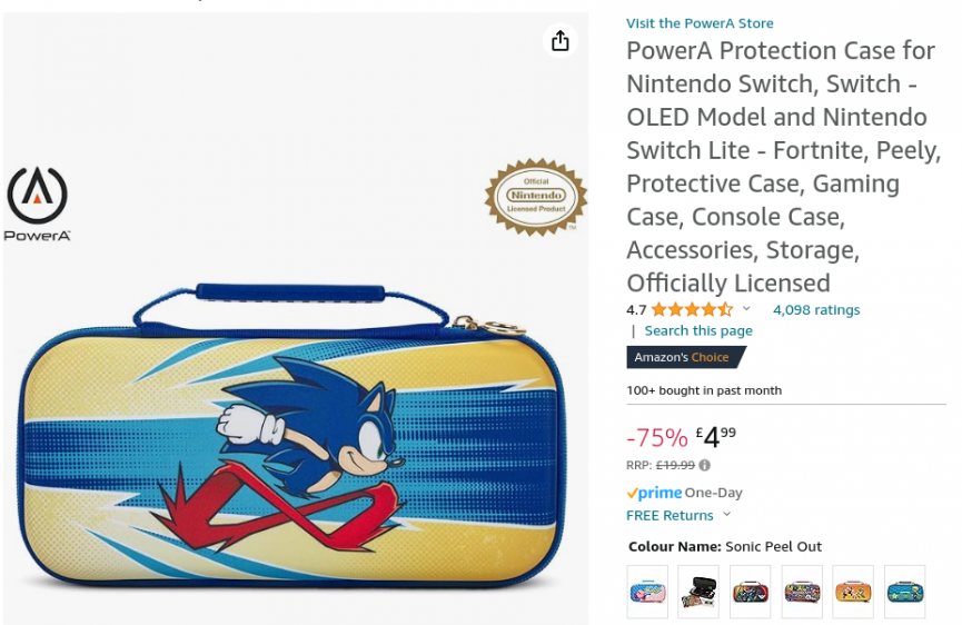 PowerA Protection Case for Nintendo Switch Sonic Peel Out £4.99 @ Amazon