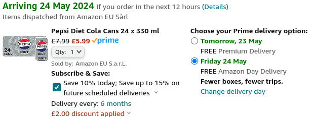24 x Diet Pepsi Cans £5.99 @ Amazon