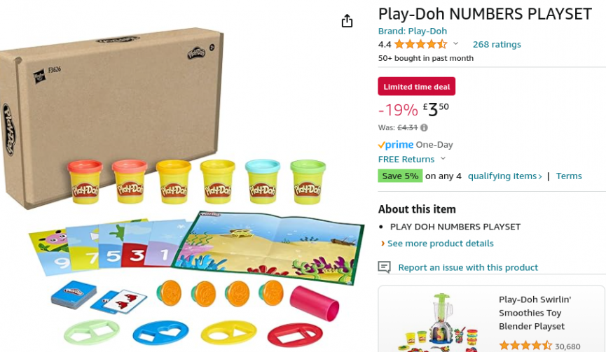 Play-Doh Numbers Playset £3.50 @ Amazon