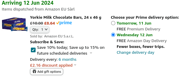 24 x Yorkie Milk Chocolate 46g Bars Multipack £8.64 @ Amazon