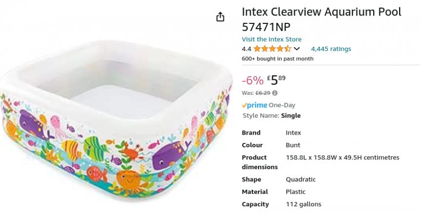 Intex Clearview Aquarium Pool £5.89 @ Amazon