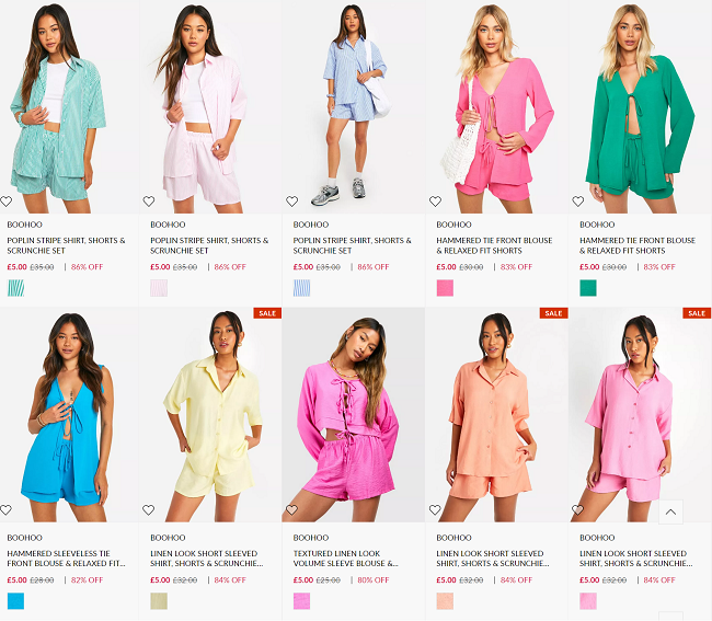 Screenshot showing Fiver Friday offer at Boohoo