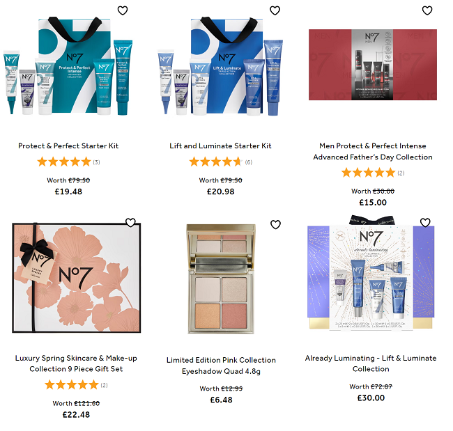 Screenshot showing No7 Outlet Sale