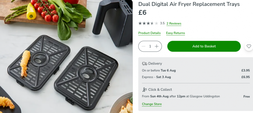 Dual Digital Air Fryer Replacement Trays £6 @ Dunelm