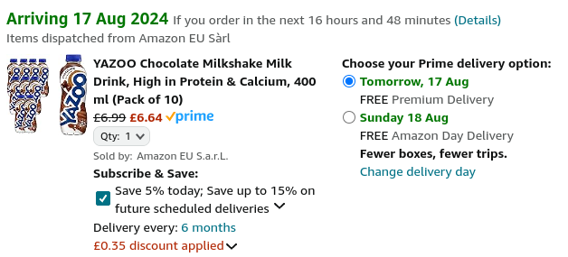 Pack Of 10 Yazoo Chocolate Milkshake Drink 400ml £6.64 @ Amazon