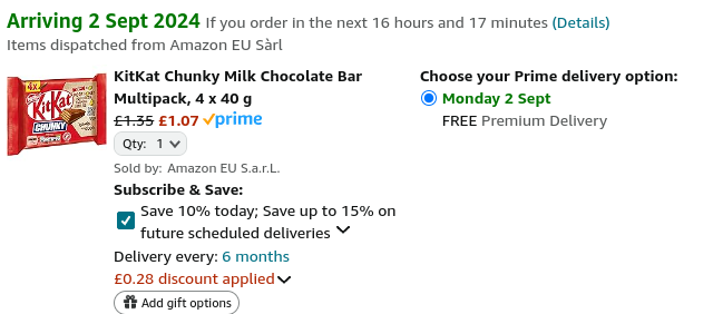 KitKat Chunky Milk Chocolate Bar Multipack 4 x 40g £1.07 @ Amazon
