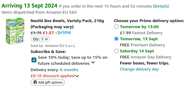 Nestlé Box Bowls Variety Pack 210g £1.57 @ Amazon