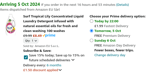 Surf Tropical Lily Concentrated Liquid Laundry Detergent 100 Wash £8.49 @ Amazon