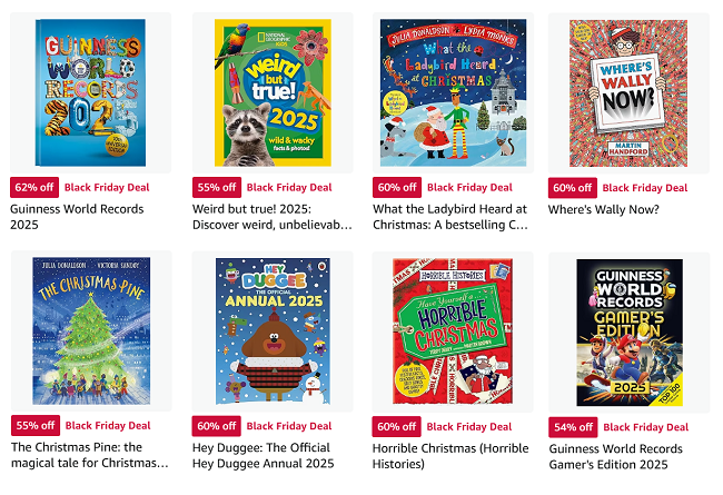 Screenshot showing Black Friday offers on Children's Books at Amazon