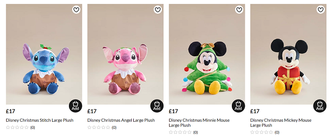 Disney Christmas Plush Toys £17 each at Asda George