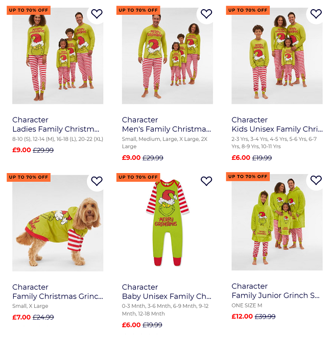 Screenshot showing The Grinch Family Christmas Pyjamas at Studio