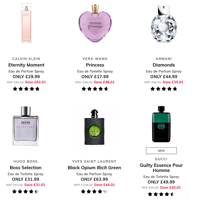 Screenshot showing Black Friday deals at The Perfume Shop