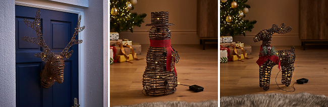 Light-Up Rattan Christmas Decorations from Dunelm