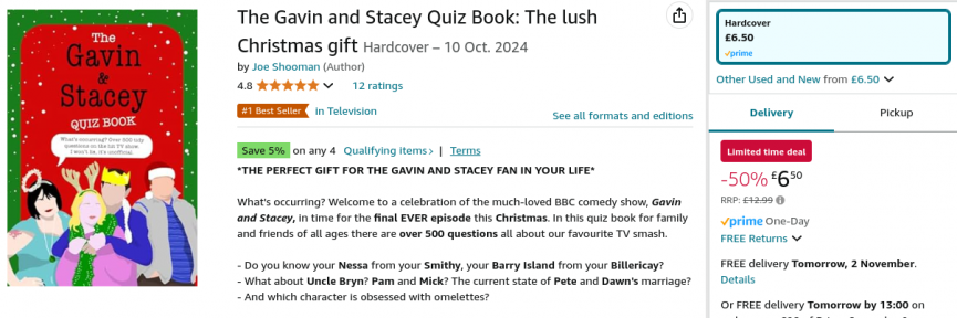 The Gavin and Stacey Quiz Book £6.50 @ Amazon