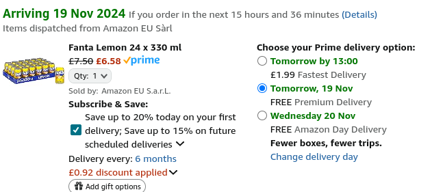 Fanta Orange 24 x 330ml Cans £6.37 @ Amazon