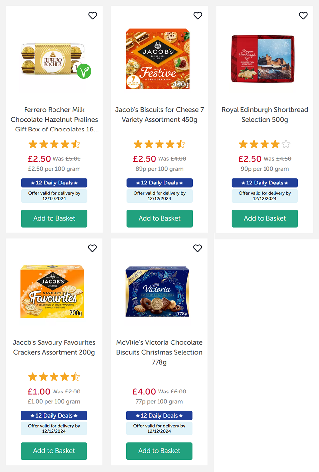 Screenshot showing 12 Days Of Christmas daily deal at Iceland