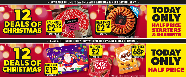 Promotional image showing Iceland's 12 Deals Of Christmas offers