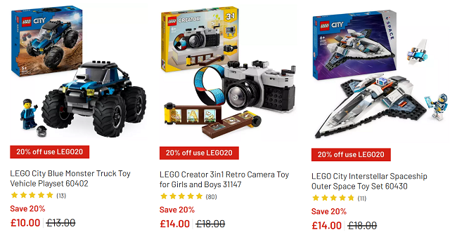 Screenshot showing reduced LEGO at Argos