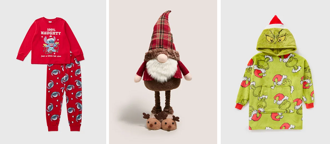 Stitch Pyjamas, Pull-Up Gnome and Grinch Hoodie from Matalan