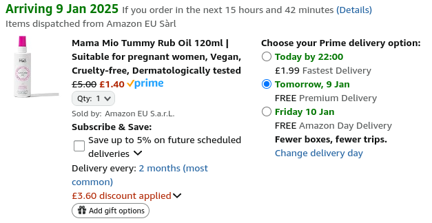 Mama Mio Tummy Rub Oil 120ml £1.40 @ Amazon
