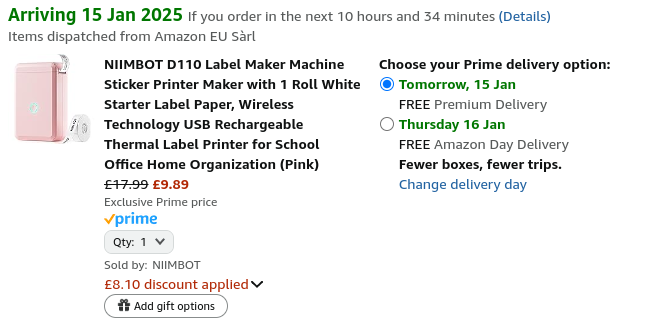 NIIMBOT D110 Label Maker Machine £9.89 @ Amazon Seller: NIIMBOT