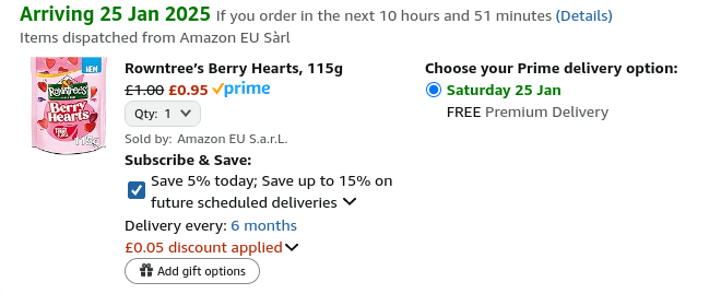 Rowntree’s Berry Hearts 115g 95p @ Amazon