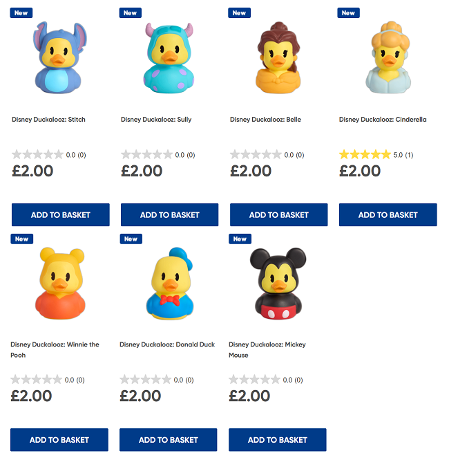 Screenshot showing Disney Duckalooz for £2 each at The Works
