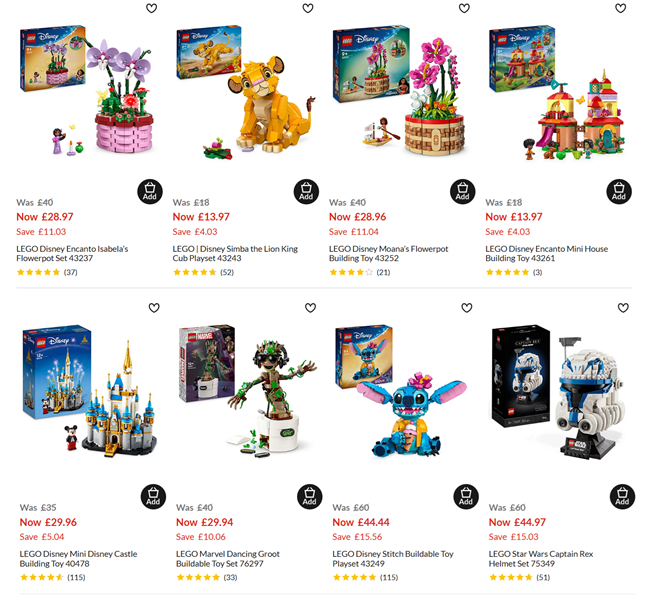 Screenshot showing reduced LEGO at Asda George