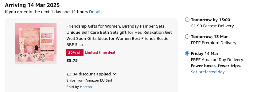 Friendship Gift Pamper Set £5.75 @ Amazon/Hoston