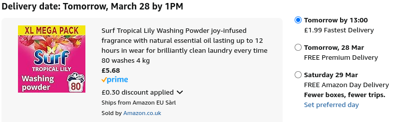Surf Tropical Lily Washing Powder 80 Washes £5.68 @ Amazon