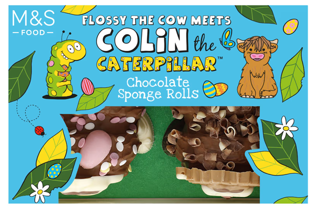 Colin The Caterpillar Meets Flossy The Cow from Marks and Spencer