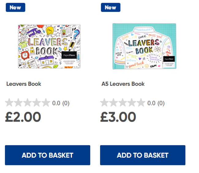 Screenshot showing School Leavers Books at The Works