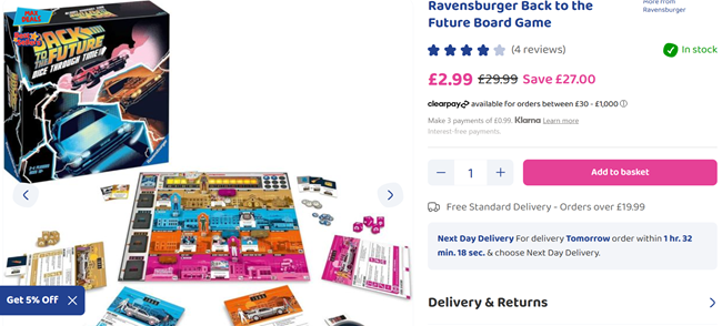 Ravensburger Back To The Future Board Game £2.99 @ Bargain Max