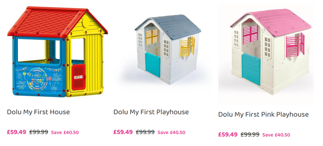 Screenshot showing Dolu My First House or My First Playhouse for £59.49 at Bargain Max