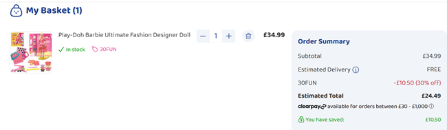 Play-Doh Barbie Designer Fashion Show Playset £24.49 delivered with code @ Bargain Max