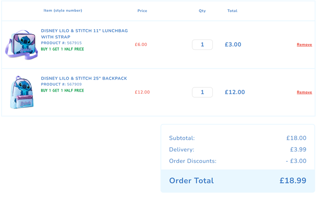 Screenshot showing Buy One Get One Half Price offer at The Entertainer