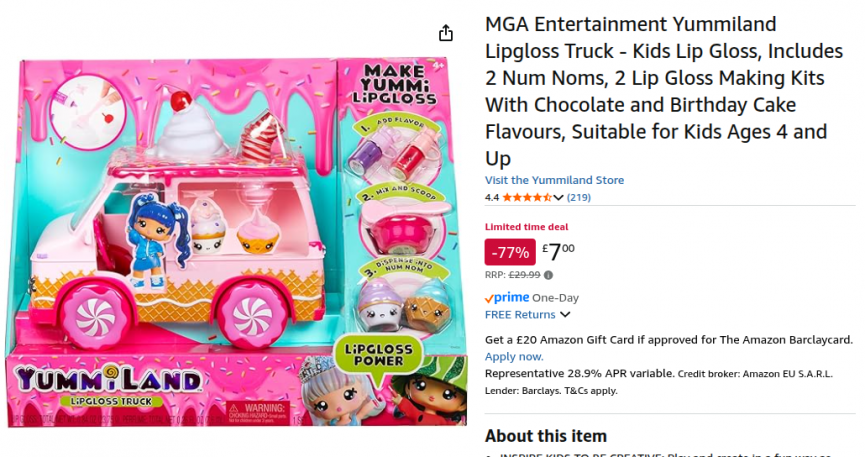 MGA Entertainment Yummiland Lipgloss Truck £7 @ Amazon